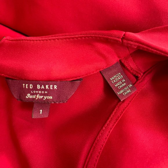 Ted Baker Just for You Red Dress with Cap Sleeves Size 1 - Picture 6 of 10
